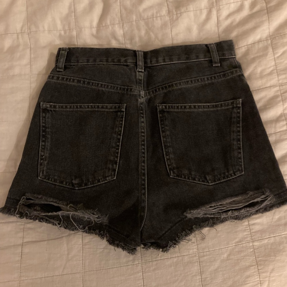 Topshop Moto cutoff black denim high waist jean shorts